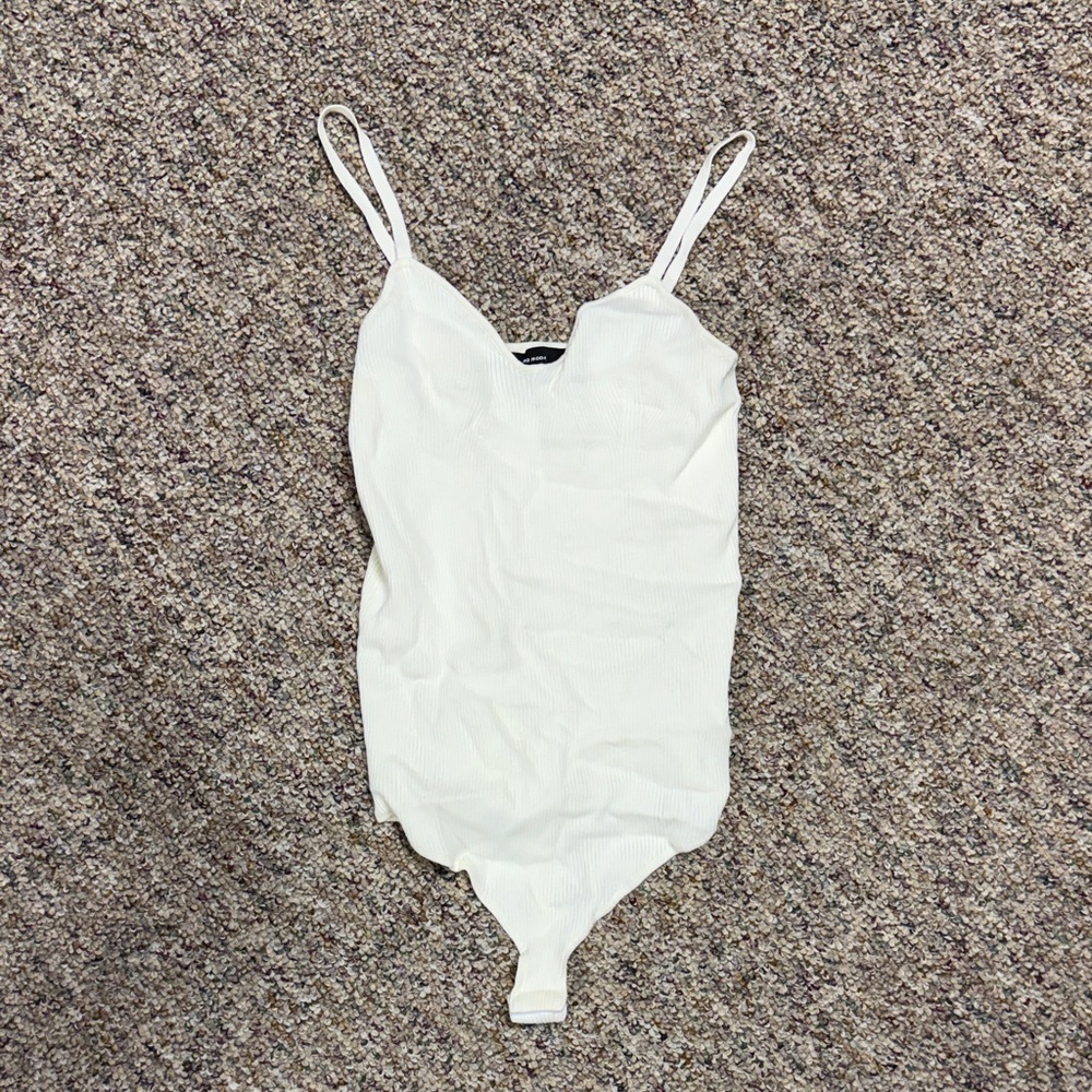 White Ribbed Bodysuit